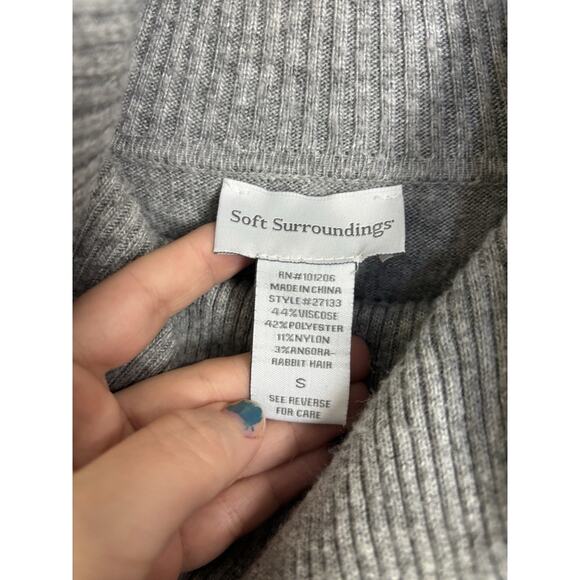 Soft Surroundings Angora Blend Gray Tunic Mini Sweater Dress Size Small Cozy - Picture 3 of 6